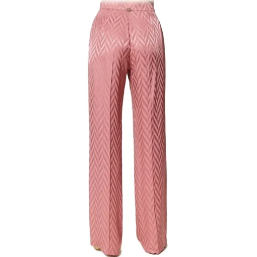 Twinset - Chevron Design Wide Leg Trousers - Pink - Trousers - Made in Italy - Luxury Exclusive Collection - Avvenice