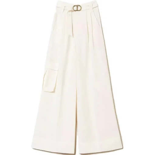 Twinset - Crepe Full Length Trousers - White - Trousers - Made in Italy - Luxury Exclusive Collection - Avvenice