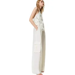 Twinset - Crepe Full Length Trousers - White - Trousers - Made in Italy - Luxury Exclusive Collection - Avvenice