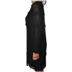 Twinset - Crew-neck Dress in Perforated Processing - Black - Dress - Made in Italy - Luxury Exclusive Collection - Avvenice