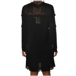 Twinset - Crew-neck Dress in Perforated Processing - Black - Dress - Made in Italy - Luxury Exclusive Collection - Avvenice