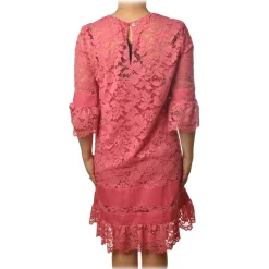 Twinset - Crewneck Dress Trapeze Fit in Lace - Pink - Dress - Made in Italy - Luxury Exclusive Collection - Avvenice