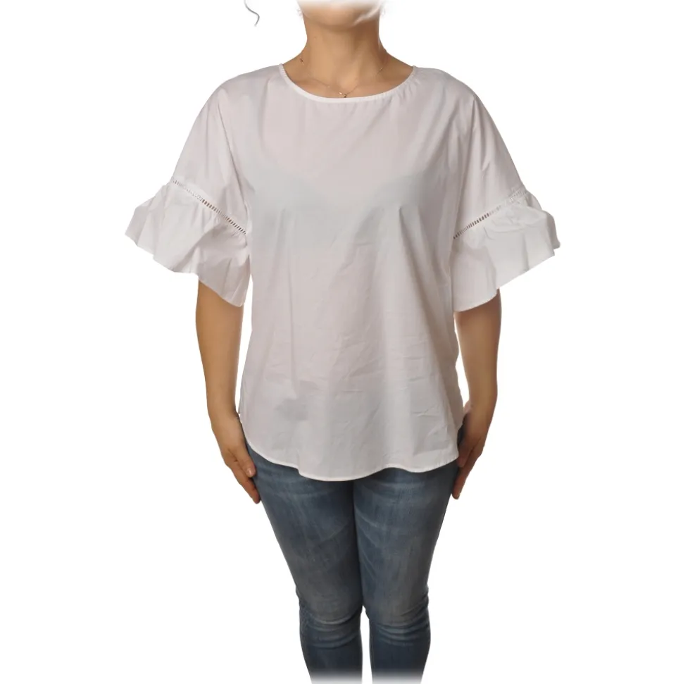 Twinset - Crew-neck Shirt With Frill - White - T-shirt - Made in Italy - Luxury Exclusive Collection - Avvenice