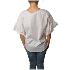 Twinset - Crew-neck Shirt With Frill - White - T-shirt - Made in Italy - Luxury Exclusive Collection - Avvenice