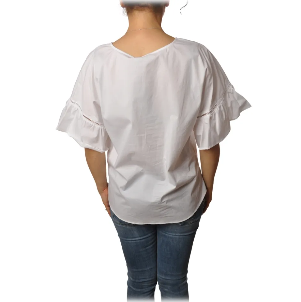 Twinset - Crew-neck Shirt With Frill - White - T-shirt - Made in Italy - Luxury Exclusive Collection - Avvenice
