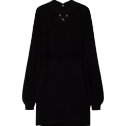 Twinset - Crochet Dress with Long Balloon Sleeves - Black - Dresses - Made in Italy - Luxury Exclusive Collection - Avvenice
