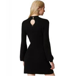 Twinset - Crochet Dress with Long Balloon Sleeves - Black - Dresses - Made in Italy - Luxury Exclusive Collection - Avvenice