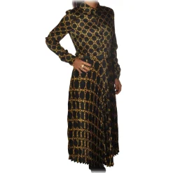 Twinset - Dress In Gold Chain Fantasy - Black/Gold - Dress - Made in Italy - Luxury Exclusive Collection - Avvenice