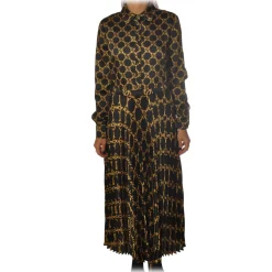 Twinset - Dress In Gold Chain Fantasy - Black/Gold - Dress - Made in Italy - Luxury Exclusive Collection - Avvenice