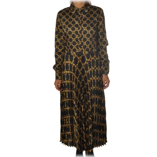 Twinset - Dress In Gold Chain Fantasy - Black/Gold - Dress - Made in Italy - Luxury Exclusive Collection - Avvenice