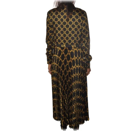 Twinset - Dress In Gold Chain Fantasy - Black/Gold - Dress - Made in Italy - Luxury Exclusive Collection - Avvenice