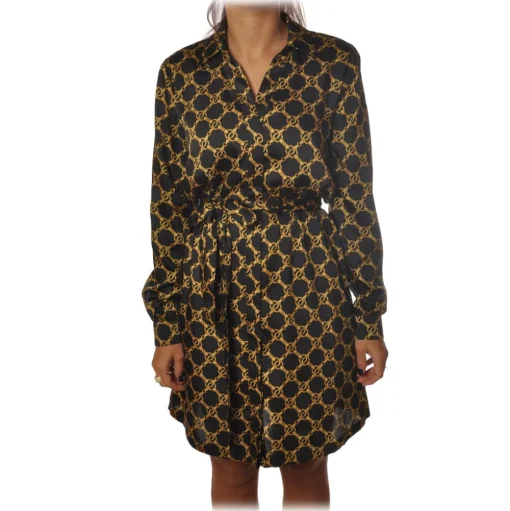 Twinset - Dress in Gold Pattern - Black/Gold - Dress - Made in Italy - Luxury Exclusive Collection - Avvenice