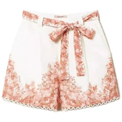 Twinset - Floral Fantasy Linen Short - White/Pink - Trousers - Made in Italy - Luxury Exclusive Collection - Avvenice