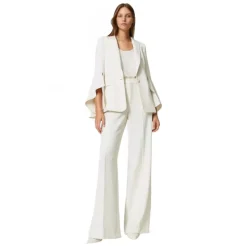 Twinset - Fluid Crepe Full Length Trousers - White - Trousers - Made in Italy - Luxury Exclusive Collection - Avvenice