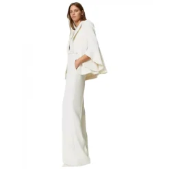 Twinset - Fluid Crepe Full Length Trousers - White - Trousers - Made in Italy - Luxury Exclusive Collection - Avvenice