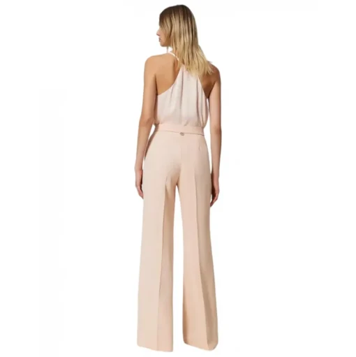 Twinset - Fluid Crepe Full Length Trousers - Powder Pink - Trousers - Made in Italy - Luxury Exclusive Collection - Avvenice
