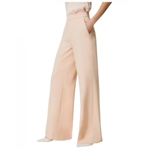 Twinset - Fluid Crepe Full Length Trousers - Powder Pink - Trousers - Made in Italy - Luxury Exclusive Collection - Avvenice