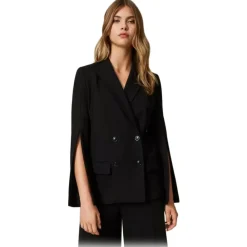 Twinset - Four Button Double Breasted Blazer - Black - Jackets - Made in Italy - Luxury Exclusive Collection - Avvenice