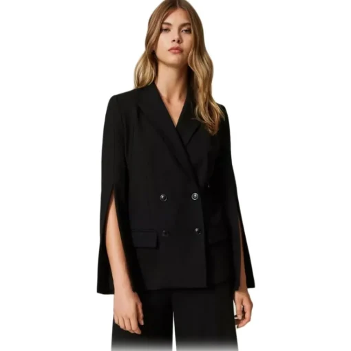 Twinset - Four Button Double Breasted Blazer - Black - Jackets - Made in Italy - Luxury Exclusive Collection - Avvenice