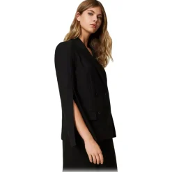 Twinset - Four Button Double Breasted Blazer - Black - Jackets - Made in Italy - Luxury Exclusive Collection - Avvenice