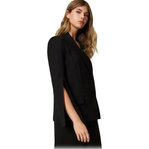 Twinset - Four Button Double Breasted Blazer - Black - Jackets - Made in Italy - Luxury Exclusive Collection - Avvenice