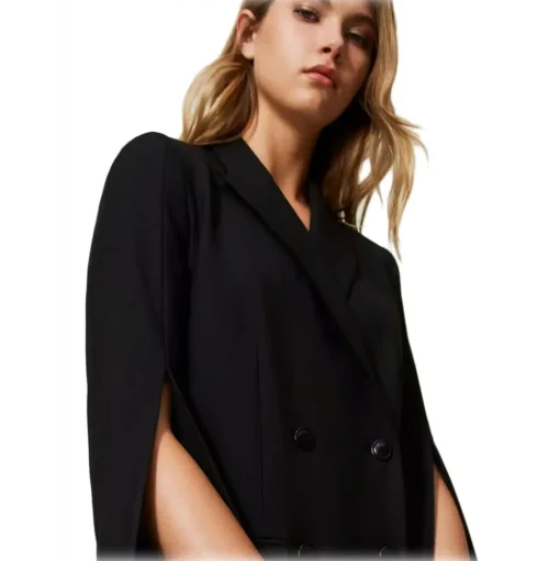 Twinset - Four Button Double Breasted Blazer - Black - Jackets - Made in Italy - Luxury Exclusive Collection - Avvenice