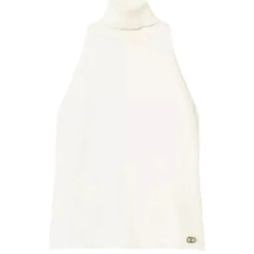 Twinset - High Neck Sleeveless Top - White - Top - Made in Italy - Luxury Exclusive Collection - Avvenice