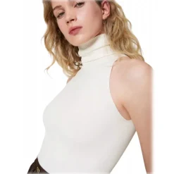 Twinset - High Neck Sleeveless Top - White - Top - Made in Italy - Luxury Exclusive Collection - Avvenice