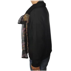 Twinset - High Ring Neck Sweater with Ribbon - Black - Knitwear - Made in Italy - Luxury Exclusive Collection - Avvenice