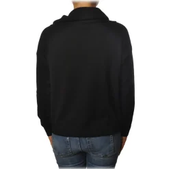 Twinset - High Ring Neck Sweater with Ribbon - Black - Knitwear - Made in Italy - Luxury Exclusive Collection - Avvenice