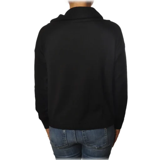 Twinset - High Ring Neck Sweater with Ribbon - Black - Knitwear - Made in Italy - Luxury Exclusive Collection - Avvenice