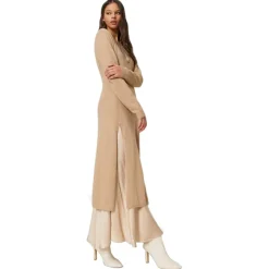 Twinset - Knitted Seamless Dress with Petticoat - Beige - Dress - Made in Italy - Luxury Exclusive Collection - Avvenice