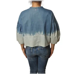Twinset - Korean Shirt in Faded Effect - Denim/White - Shirt - Made in Italy - Luxury Exclusive Collection - Avvenice