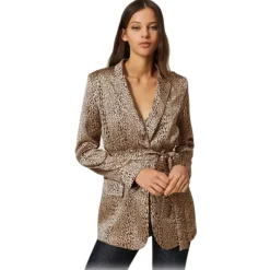 Twinset - Leopard Print Single-Breasted Blazer - Brown - Jackets - Made in Italy - Luxury Exclusive Collection - Avvenice