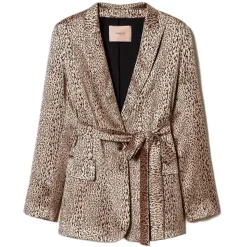 Twinset - Leopard Print Single-Breasted Blazer - Brown - Jackets - Made in Italy - Luxury Exclusive Collection - Avvenice