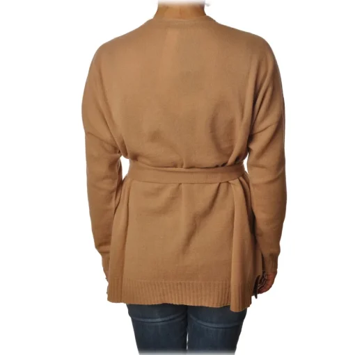 Twinset - Long Cardigan with Belt - Camel - Knitwear - Made in Italy - Luxury Exclusive Collection - Avvenice