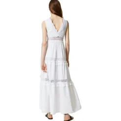 Twinset - Long Dress with Macramé Lace - White - Dress - Made in Italy - Luxury Exclusive Collection - Avvenice