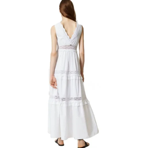 Twinset - Long Dress with Macramé Lace - White - Dress - Made in Italy - Luxury Exclusive Collection - Avvenice