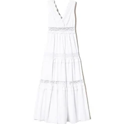 Twinset - Long Dress with Macramé Lace - White - Dress - Made in Italy - Luxury Exclusive Collection - Avvenice