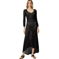 Twinset - Long Lace Dress with Petticoat - Black - Dress - Made in Italy - Luxury Exclusive Collection - Avvenice