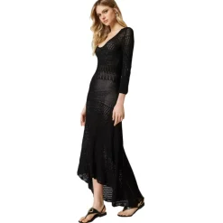 Twinset - Long Lace Dress with Petticoat - Black - Dress - Made in Italy - Luxury Exclusive Collection - Avvenice