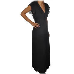Twinset - Long Pleated Dress with Ribbon - Black - Dress - Made in Italy - Luxury Exclusive Collection - Avvenice