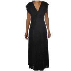 Twinset - Long Pleated Dress with Ribbon - Black - Dress - Made in Italy - Luxury Exclusive Collection - Avvenice