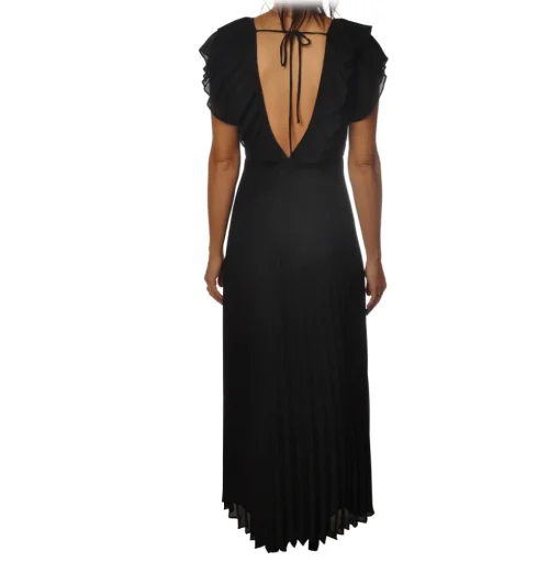 Twinset - Long Pleated Dress with Ribbon - Black - Dress - Made in Italy - Luxury Exclusive Collection - Avvenice