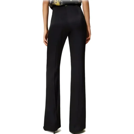 Twinset - Matt Satin Flare Trousers - Black - Trousers - Made in Italy - Luxury Exclusive Collection - Avvenice