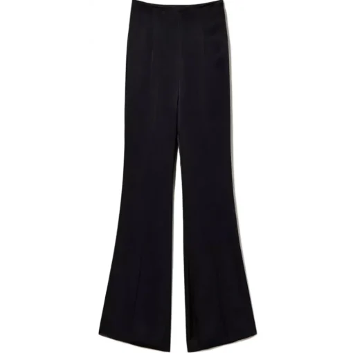 Twinset - Matt Satin Flare Trousers - Black - Trousers - Made in Italy - Luxury Exclusive Collection - Avvenice