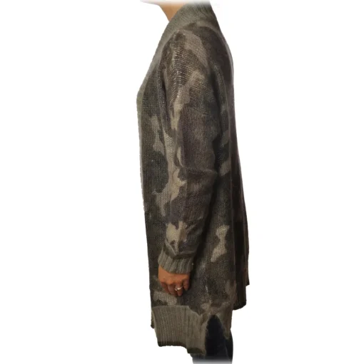 Twinset - Maxi Cardigan in Camouflage Print - Military Green - Knitwear - Made in Italy - Luxury Exclusive Collection - Avvenice