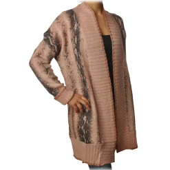 Twinset - Maxi Cardigan in Python Print - Pink - Knitwear - Made in Italy - Luxury Exclusive Collection - Avvenice