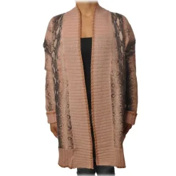 Twinset - Maxi Cardigan in Python Print - Pink - Knitwear - Made in Italy - Luxury Exclusive Collection - Avvenice