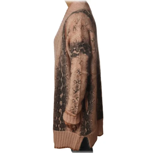Twinset - Maxi Cardigan in Python Print - Pink - Knitwear - Made in Italy - Luxury Exclusive Collection - Avvenice